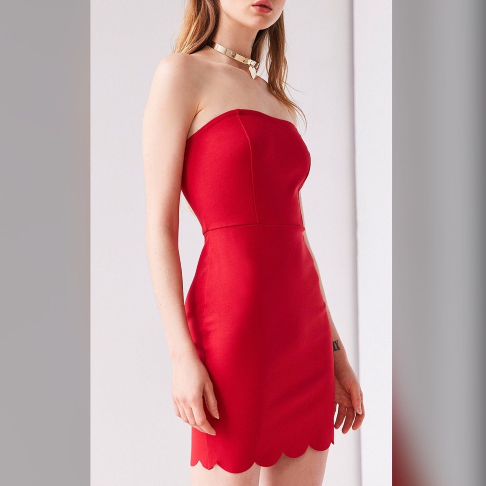 UO Kimchi Blue Red strapless mini dress